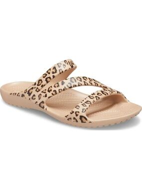 Crocs Kadee II Leopard Print Sandal Tan Black Size 9